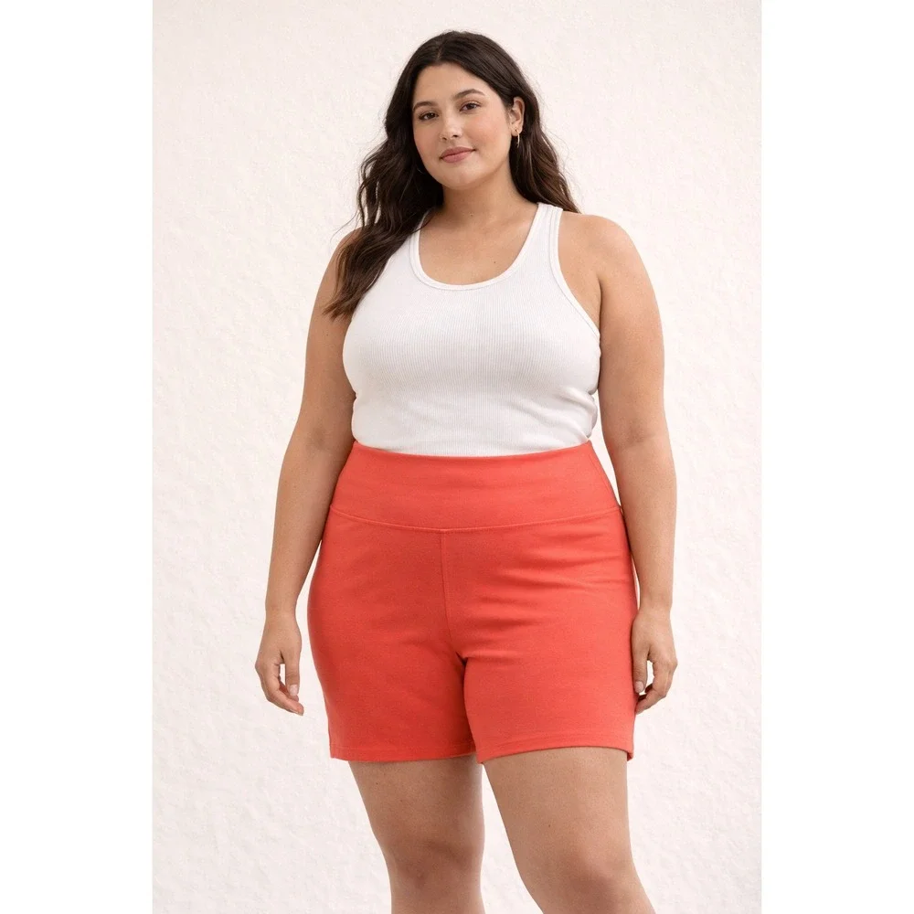 Reformation EcoMove High Rise Biker‎ Shorts Coral Red 1X New